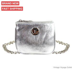 Small Reflective PU Crossbody Bag with Chain Strap, Compact Women's Purse